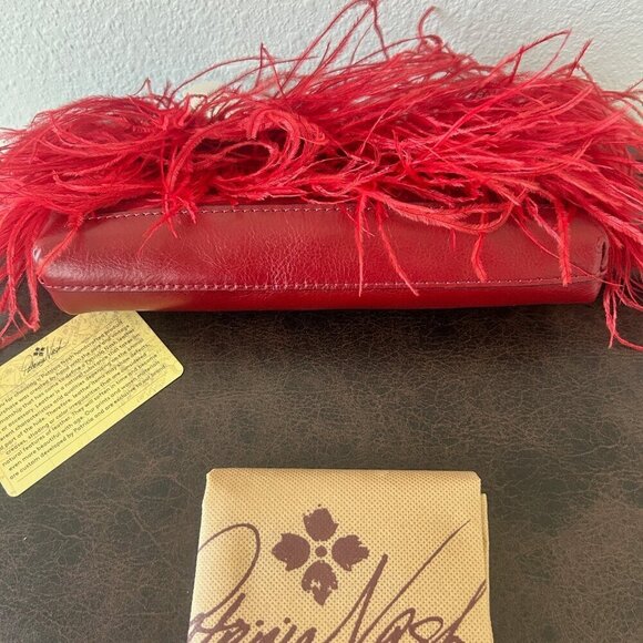 Patricia Nash Potenaz Feathers Leather Frame Crossbody Bag RUBY RED nwt - Picture 8 of 8